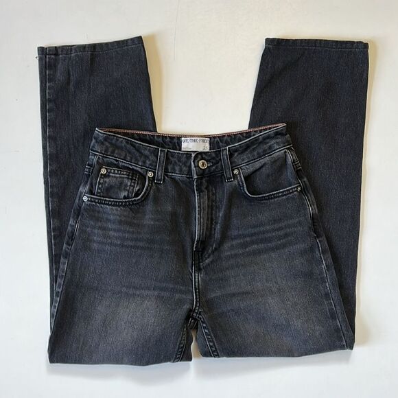 Free People PACIFICA STRAIGHT LEG JEAN | WORN BLACK 25 - Picture 7 of 13